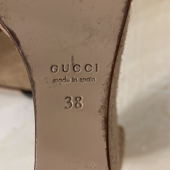 Gucci Horsebit  light wine suede and raffia wedge - Picture 8 of 10